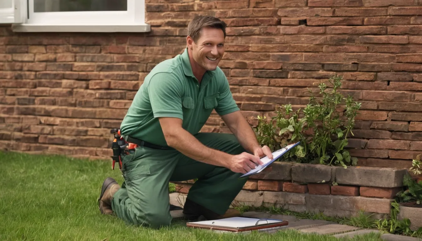 A provider inspecting a home foundation for termites in Rochester